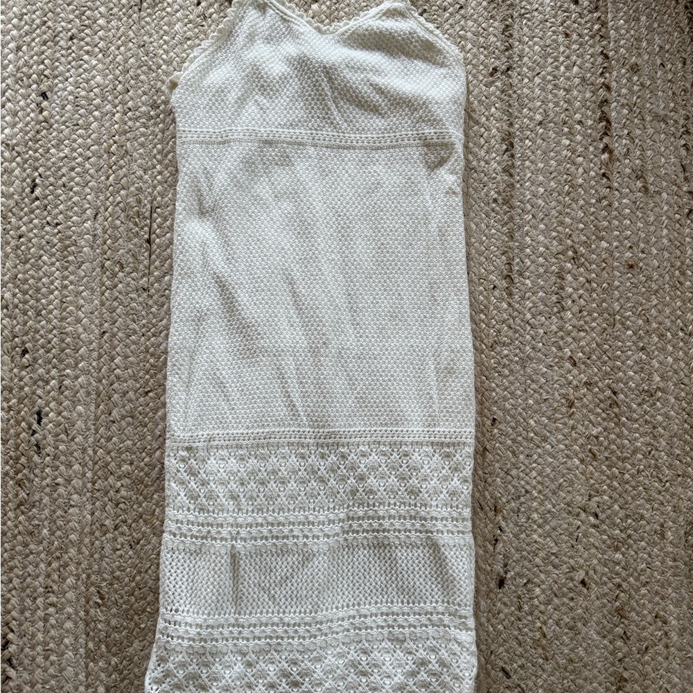 Crochet White Dress Coverup White Tank Dress S Freshman 1996 EUC